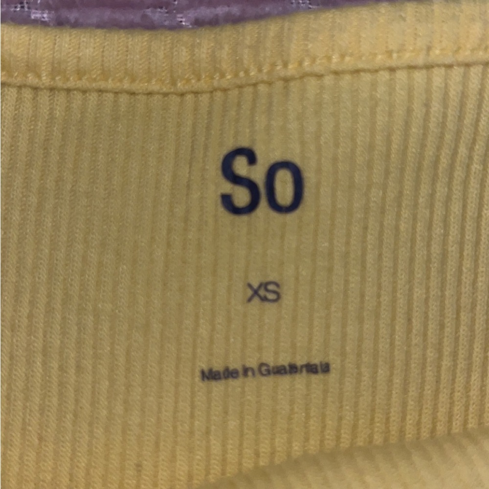 SO ruffled yellow tank top
